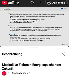 YouTube-Screenshot einer Präsentation über Energiespeicher