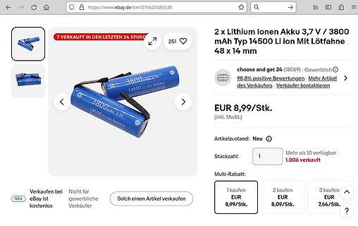 eBay Angebot für Lithium Ionen Akkus