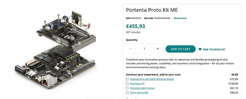 Webshop-Produktseite Portenta Proto Kit ME