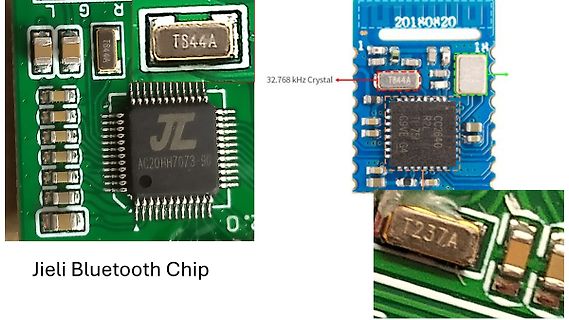 Nahaufnahmen von Jieli Bluetooth Chip und Leiterplatte