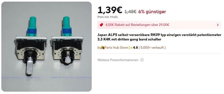 Zwei Japan ALPS Potentiometer