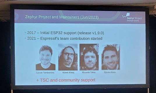 Präsentationsfolie zum Zephyr Project und Maintainern