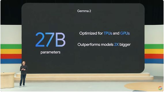 Präsentation von Gemma 2 auf einer Bühne