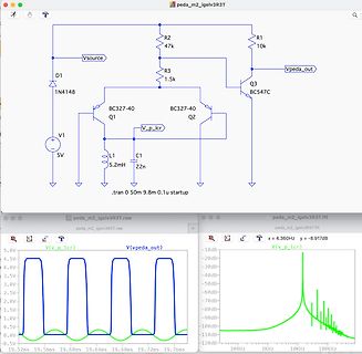 Schaltplan und Simulationsergebnisse einer Schaltung
