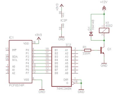 Schaltplan mit PCF8574P und 74HC245N