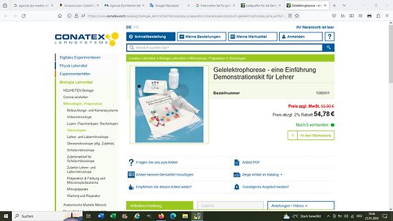 Webseite eines Online-Shops für Laborbedarf