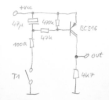 Handgezeichneter Schaltplan mit Transistor