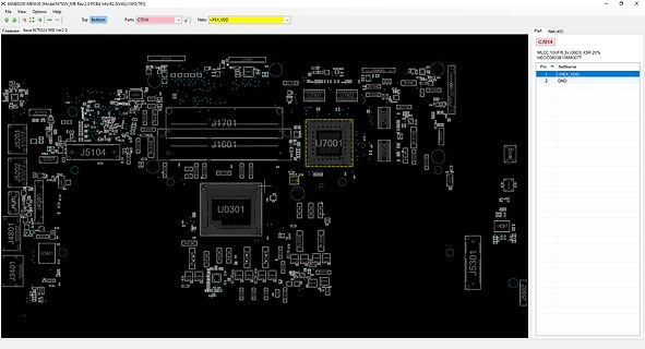 CAD-Ansicht eines Leiterplatten-Layouts