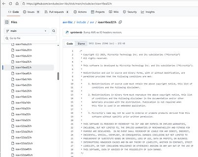 GitHub Code-Ansicht einer Header-Datei