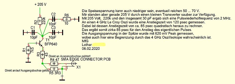 Schaltplan eines Hochfrequenz-Impulsgenerators