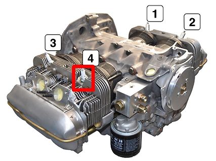 Motorbauteile mit Nummernmarkierungen