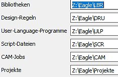 Einstellungen für Pfade in der Eagle-Software