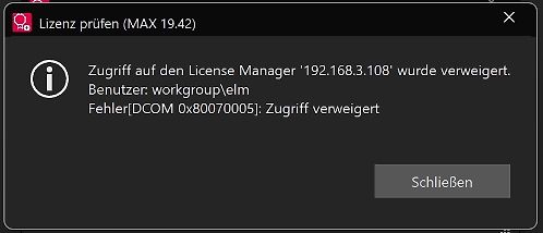 Fehlermeldung beim Zugriff auf License Manager