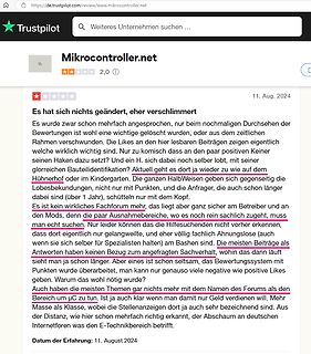 Trustpilot-Bewertung für Mikrocontroller.net