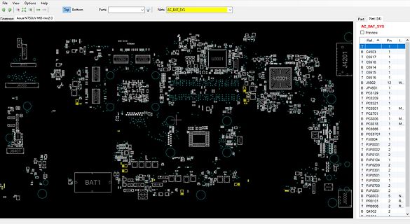 CAD-Ansicht eines Leiterplatten-Layouts