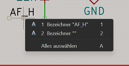 Kontextmenü in einer Schaltplan-Software