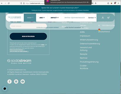 Screenshot der SodaStream Webseite