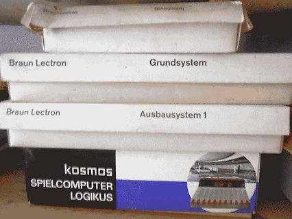 Verpackungen von Kosmos Lectron und Logikus Spielcomputern