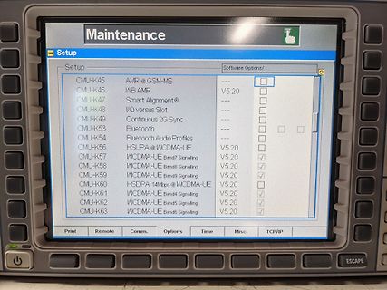 Display eines Wartungsmenüs eines Messgeräts