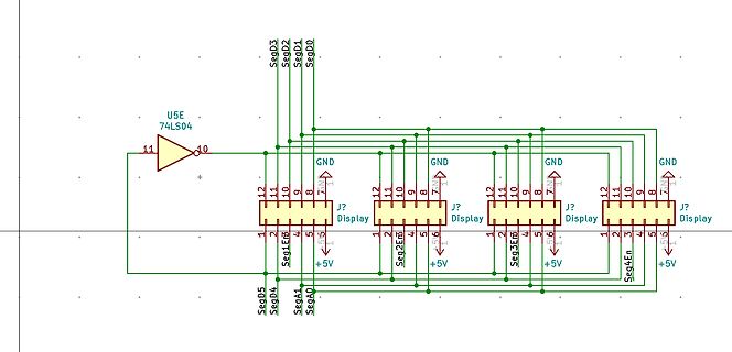 Schaltplan mit Inverter und vier Displays