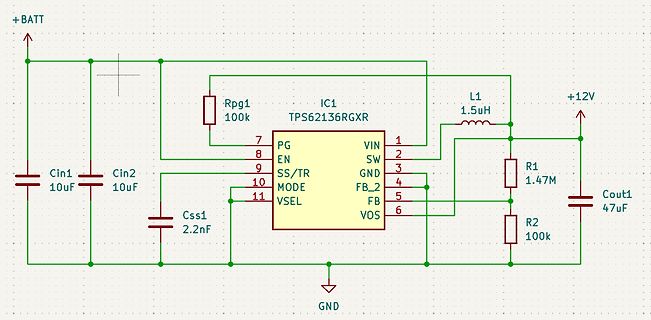 Schaltplan eines DC/DC-Wandlers TPS62136