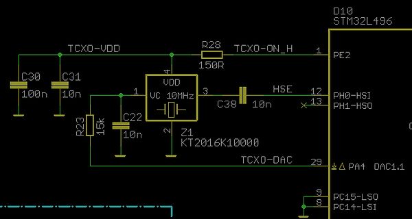 Schaltplan eines TCXO-Anschlusses an STM32L496