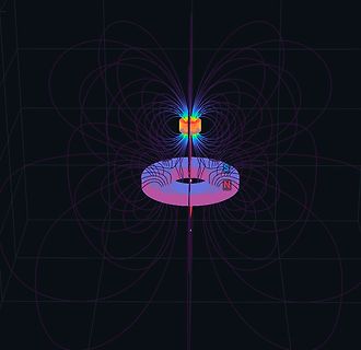 Visualisierung eines Magnetfeldes mit Magnet und Spule